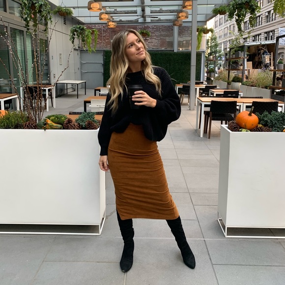 Suede Midi Skirt Brown Suede Skirt Outfit Ideas Outfit Ideas Camel
